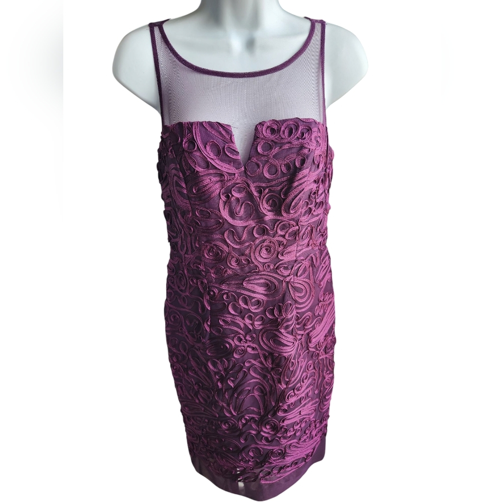Hailey by Adrianna Papell Purple Sleeveless Mesh Dress Size 2